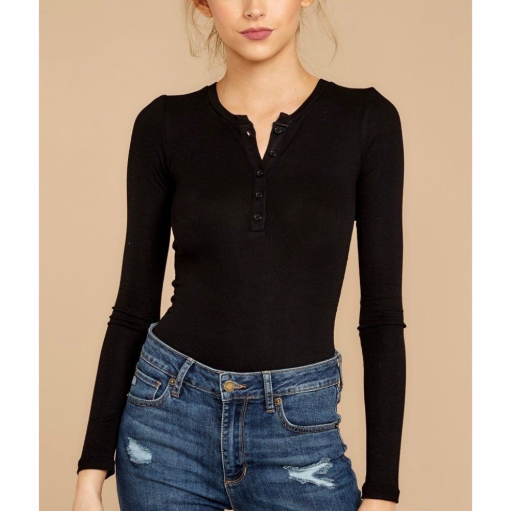 Red Dress Boutique A Simple Favor Black Long Sleeve Bodysuit